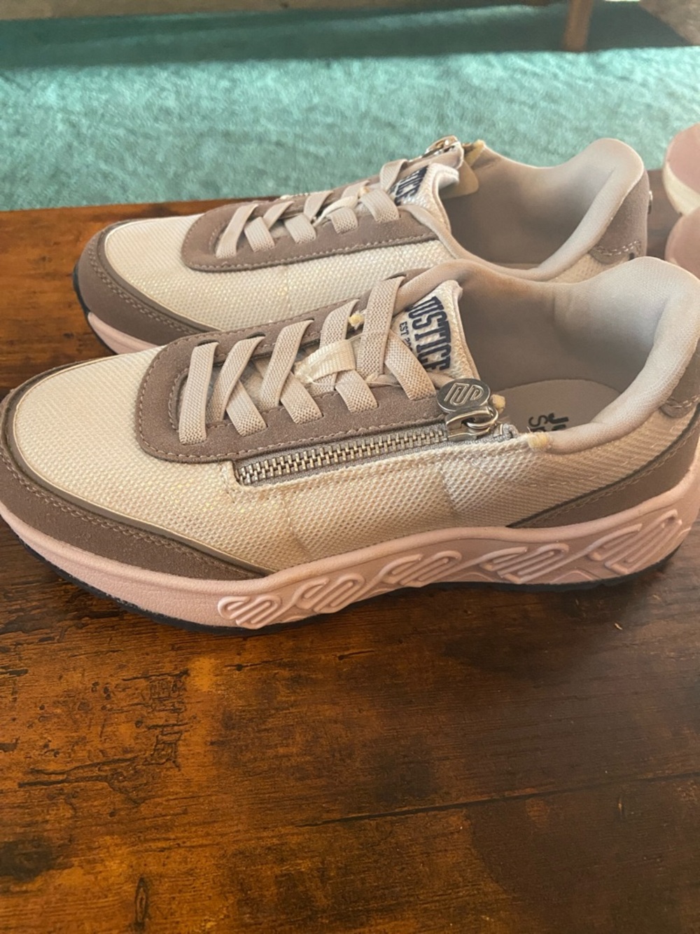 Bundle of 2 pair- Justice Cream and Taupe Girl's Casual Sneakers